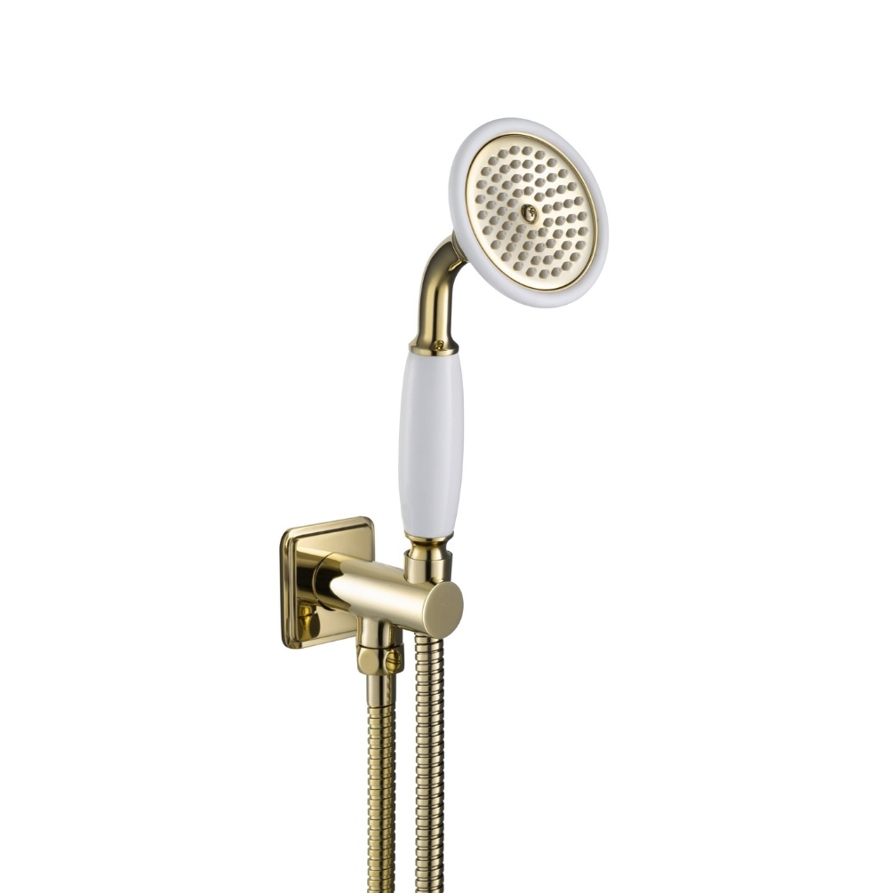 JTP Grosvenor Cross Gold Wall Mounted Shower Handset & Holder Cut Out
